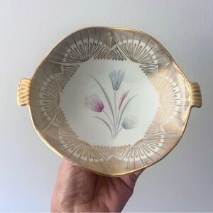 Winterling Roslau Bavaria Elegant Gold and White Floral Serving  Candy Bowl